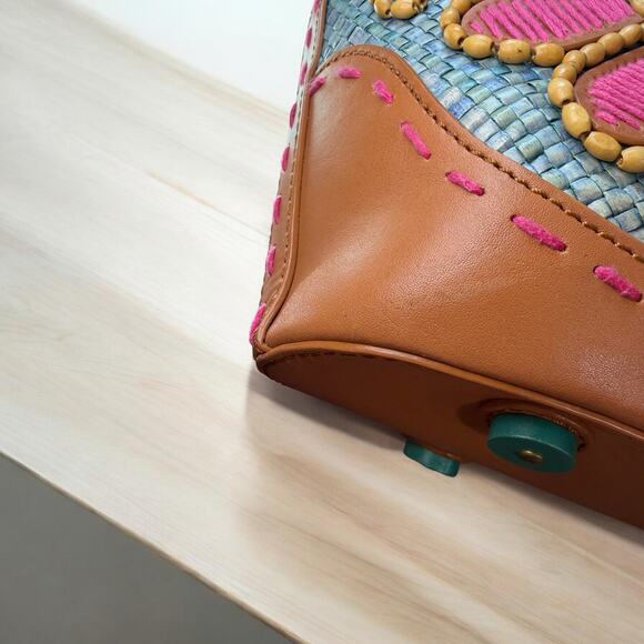 Isabella Fiore Large Raffia Floral Beaded Applique Tote Bag - Picture 8 of 12